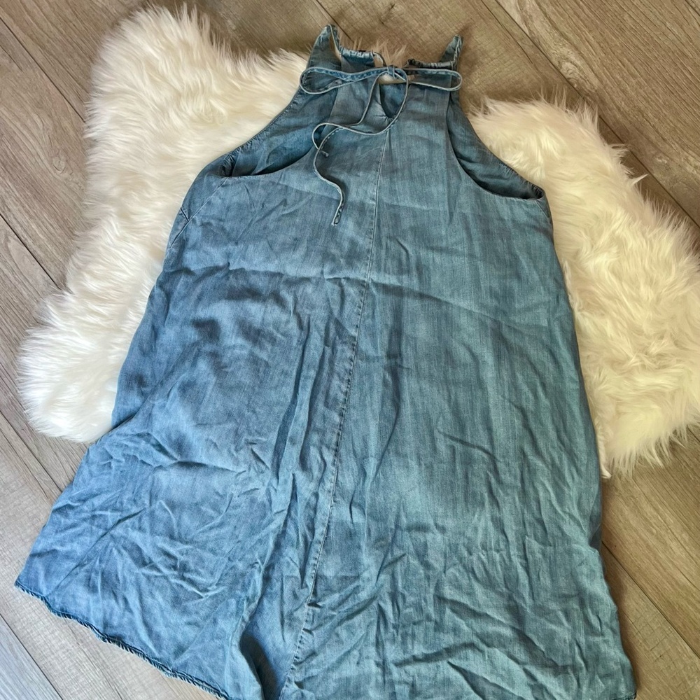 MOSSIMO | Chambray High Tie Neck, High Low Sun Dress (M) - Picture 11 of 12